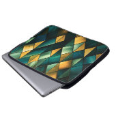 Golden Abstrakt Green Geometric Laptopschutzhülle (Vorne Knopf)