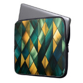 Golden Abstrakt Green Geometric Laptopschutzhülle (Vorderseite Links)
