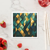 Golden Abstrakt Green Geometric Serviette (Beispiel)