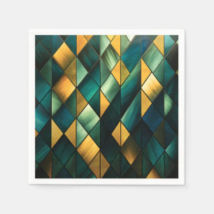 Golden Abstrakt Green Geometric Serviette