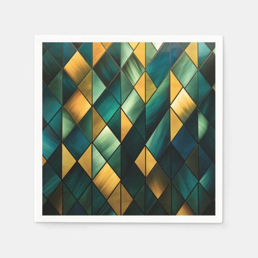Golden Abstrakt Green Geometric Serviette (Vorderseite)