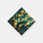 Golden Abstrakt Green Geometric Serviette (Ecke)