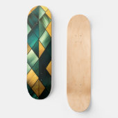 Golden Abstrakt Green Geometric Skateboard (Vorderseite)