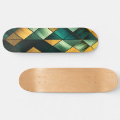 Golden Abstrakt Green Geometric Skateboard (Horizontal)