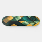 Golden Abstrakt Green Geometric Skateboard (Horizontal)