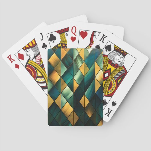 Golden Abstrakt Green Geometric Spielkarten (Rückseite)