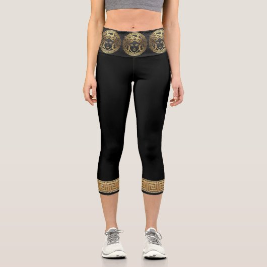 Golden Abstrakt Medusa Capri Leggings (Vorderseite)