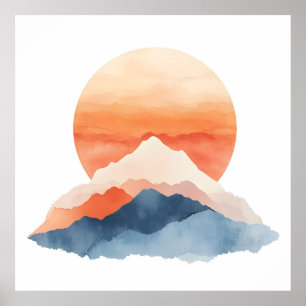 Golden Abstrakt Mountain Peak Poster