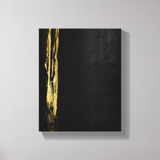 Golden Abstrakt Painting Black Background Leinwanddruck (Vorderseite)