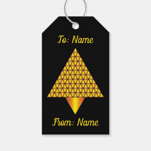 Golden Abstrakt Prismatischer Weihnachtsbaum Geschenkanhänger (Vorderseite)