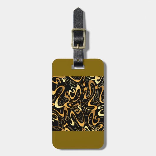 Golden Abstrakt Swirl Muster Gepäckanhänger (Vorderseite vertikal)