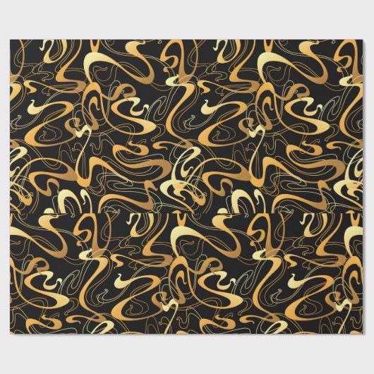Golden Abstrakt Swirl Muster Geschenkpapier (Flach)