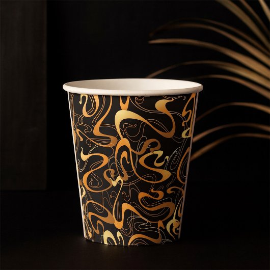 Golden Abstrakt Swirl Muster Pappbecher