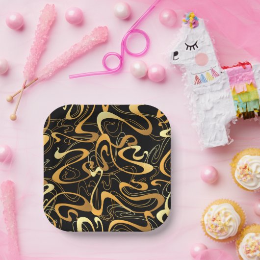 Golden Abstrakt Swirl Muster Pappteller (Party)