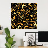 Golden Abstrakt Swirl Muster Poster (Heimbüro)