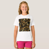 Golden Abstrakt Swirl Muster T-Shirt (Vorne ganz)