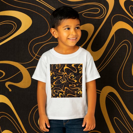 Golden Abstrakt Swirl Muster T-Shirt