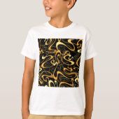 Golden Abstrakt Swirl Muster T-Shirt (Vorderseite)