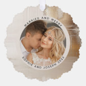 Golden Abstrakt Verheiratet und Frohe Weihnachten  Ornament Karte (Vorderseite)