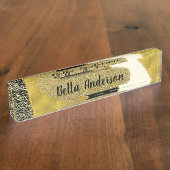 Golden Abstrakt Wave Modernes Gold Glam Trendy Namensplakette (Seite)