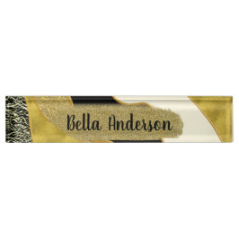 Golden Abstrakt Wave Modernes Gold Glam Trendy Namensplakette