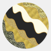 Golden Abstrakt Wave Modernes Gold Glam Trendy Runder Aufkleber (Vorderseite)
