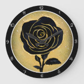 Golden Accent Black Rose  Große Wanduhr (Vorderseite)