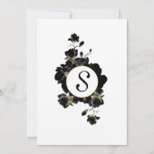 Golden Accented Black Floral Sweet 16 Einladungen (Rückseite)