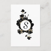 Golden Accented Black Floral Wedding Information Begleitkarte (Rückseite)