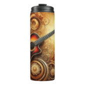 Golden Acoustic Guitar Abstrakte Kunst, Dichtung u Thermosbecher (Vorderseite)