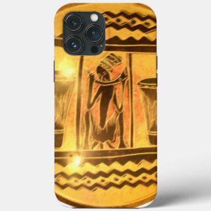 Golden African Ethnic Art Print Design iPhone 13 Pro Max Hülle