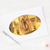 Golden African Ethnic Art Print Design Ovaler Aufkleber (Umschlag)