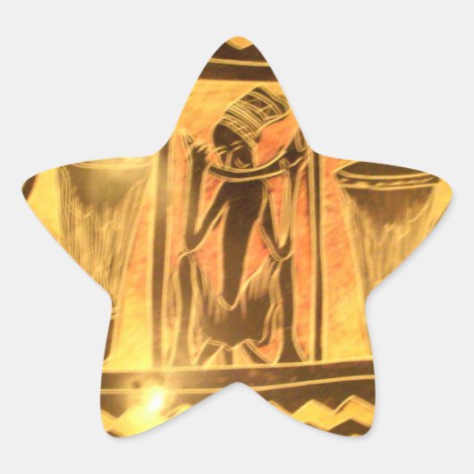Golden African Ethnic Art Print Design Stern-Aufkleber (Vorderseite)