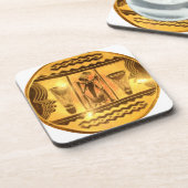 Golden African Ethnic Art Print Design Untersetzer (Linke Seite)