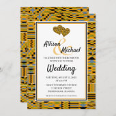 Golden African Kente K46 Einladung zur Hochzeit (Vorne/Hinten)