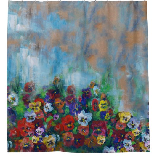 Golden Afternoon Pansies by Jason Street Duschvorhang (Vorderseite)
