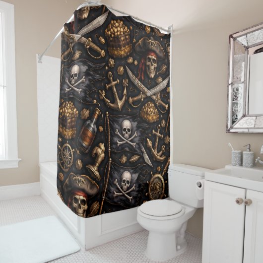 Golden age pirate treasure shower curtain duschvorhang (Beispiel)