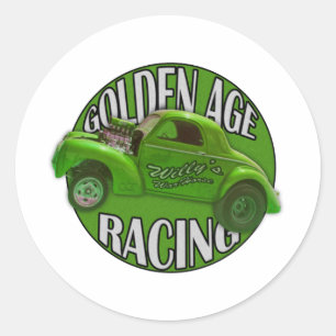 Golden Age Willys Gasser Drag Racing Limette Runder Aufkleber