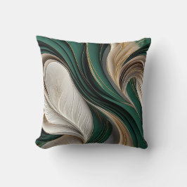 Golden Air – Emerald & Gold Flowing Abstract Kissen