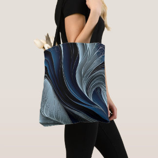 Golden Air – Indigo Fließendes abstraktes Wurfkiss Tasche