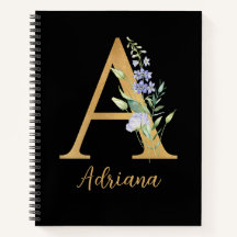Golden Alphabet A mit Blume Personalisiert