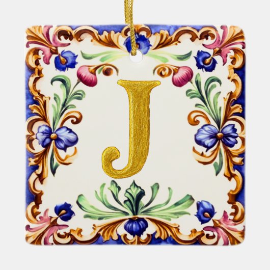 Golden Alphabet – Letter J Ceramic Ornament (Vorderseite)
