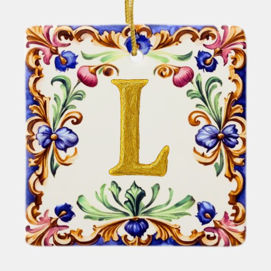 Golden Alphabet – Letter L Keramikornament (Vorderseite)