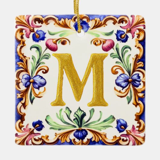 Golden Alphabet – Letter M Keramikornament (Vorderseite)