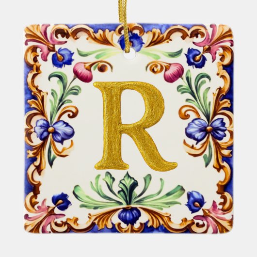 Golden Alphabet – Letter R Keramikornament (Vorderseite)