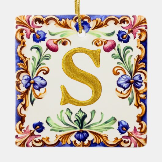Golden Alphabet – Letter S Keramikornament (Vorderseite)