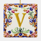 Golden Alphabet – Letter V Keramikornament (Rückseite)