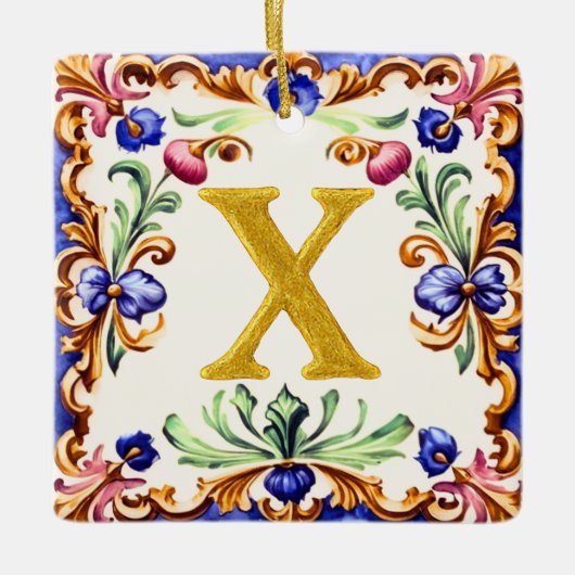 Golden Alphabet – Letter X Keramikornament (Vorderseite)