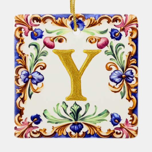 Golden Alphabet – Letter Y Keramikornament (Vorderseite)