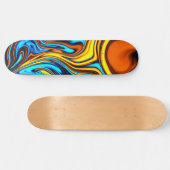 Golden Amber and Blue Abstrakt Lava Flow Skateboard (Horizontal)